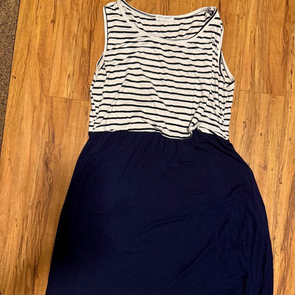 Smallshow Navy Striped Nursing Dress - Size L